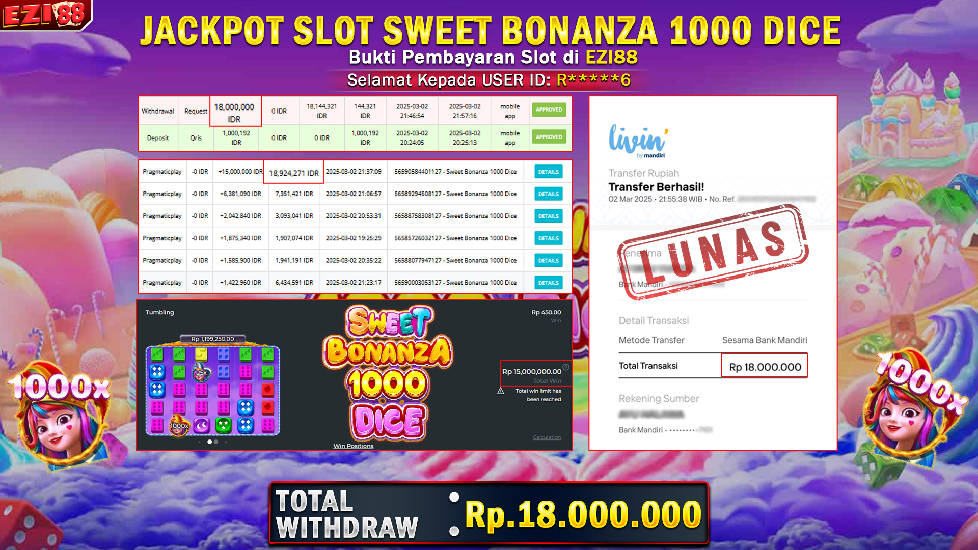 JACKPOT SLOT SWEET BONANZA 1000 DICE