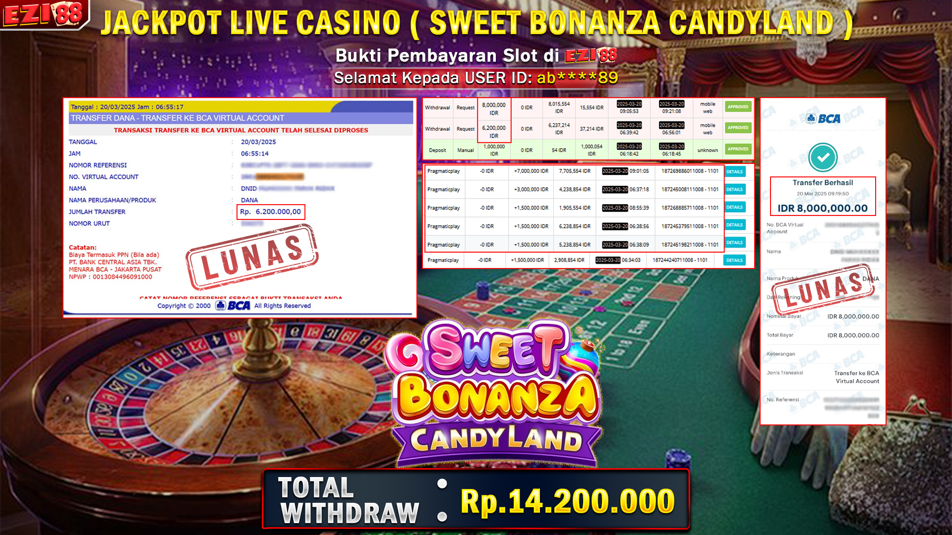 JACKPOT LIVE CASINO ( SWEET BONANZA CANDYLAND )