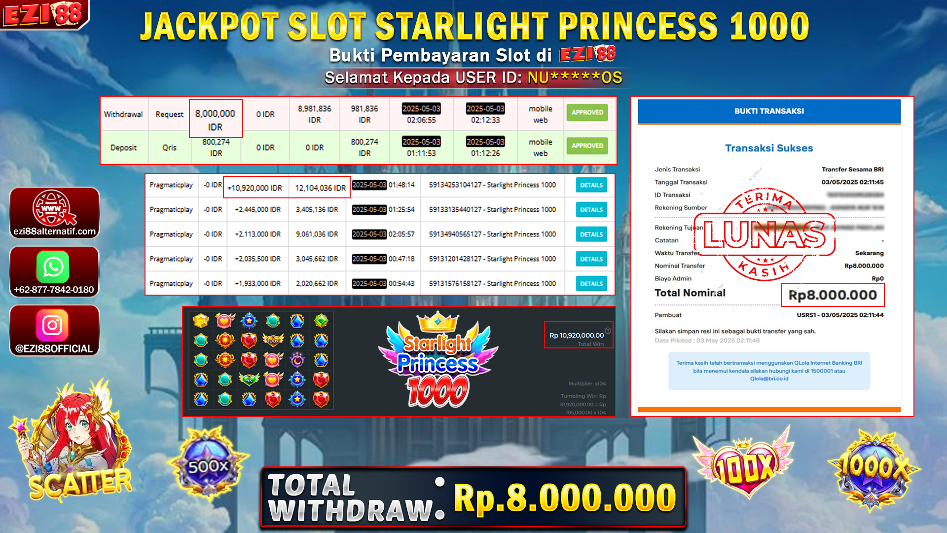 JACKPOT SLOT STARLIGHT PRINCESS 1000