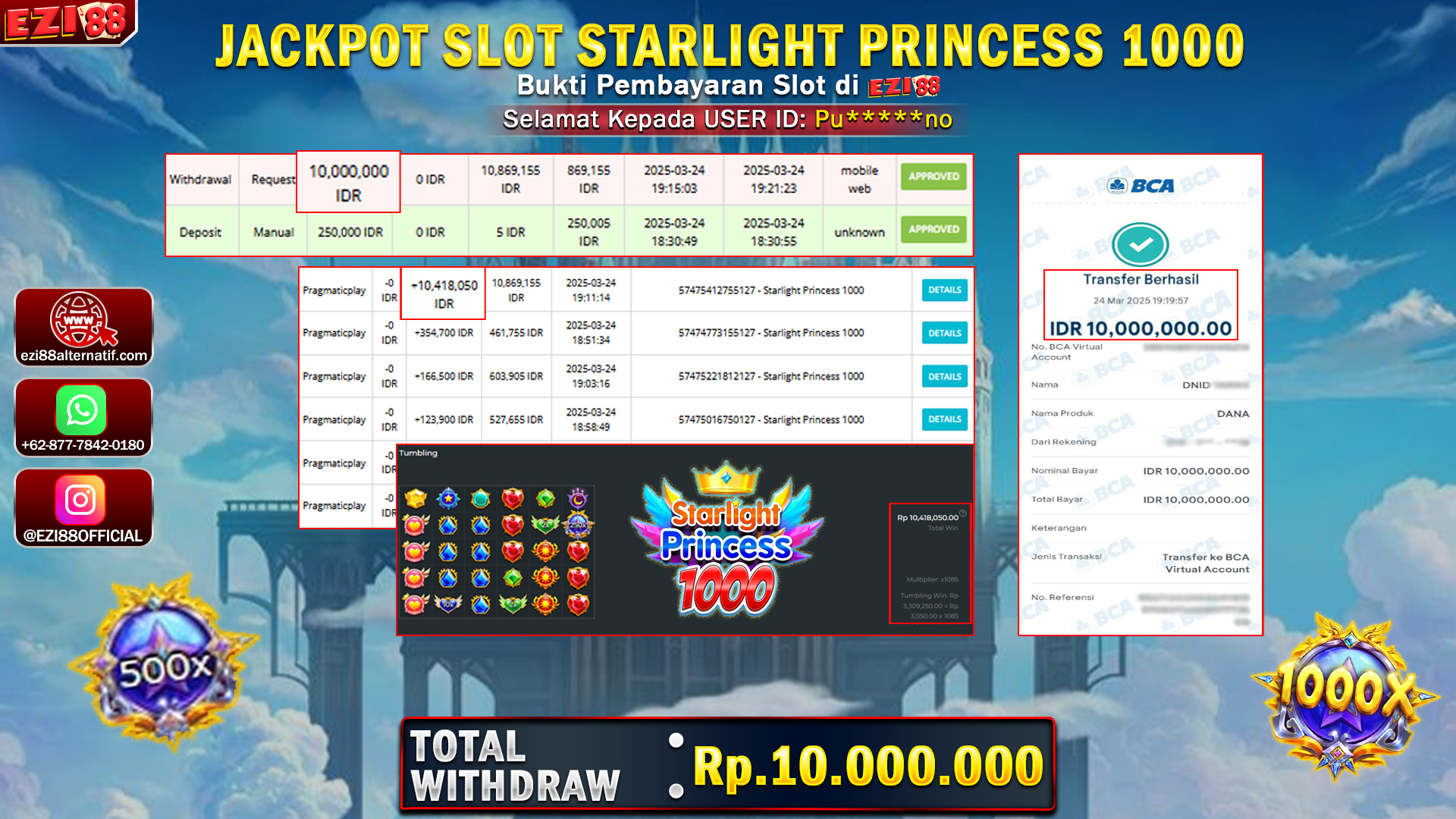 JACKPOT SLOT STARLIGHT PRINCESS 1000