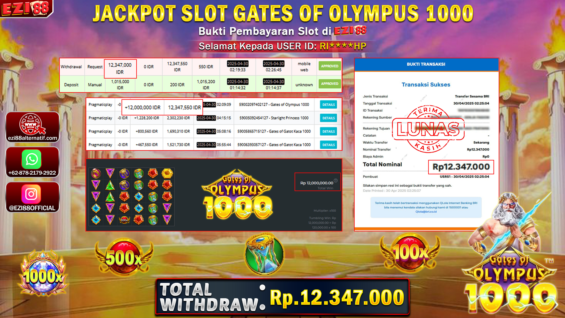 JACKPOT SLOT GATES OF OLYMPUS 1000