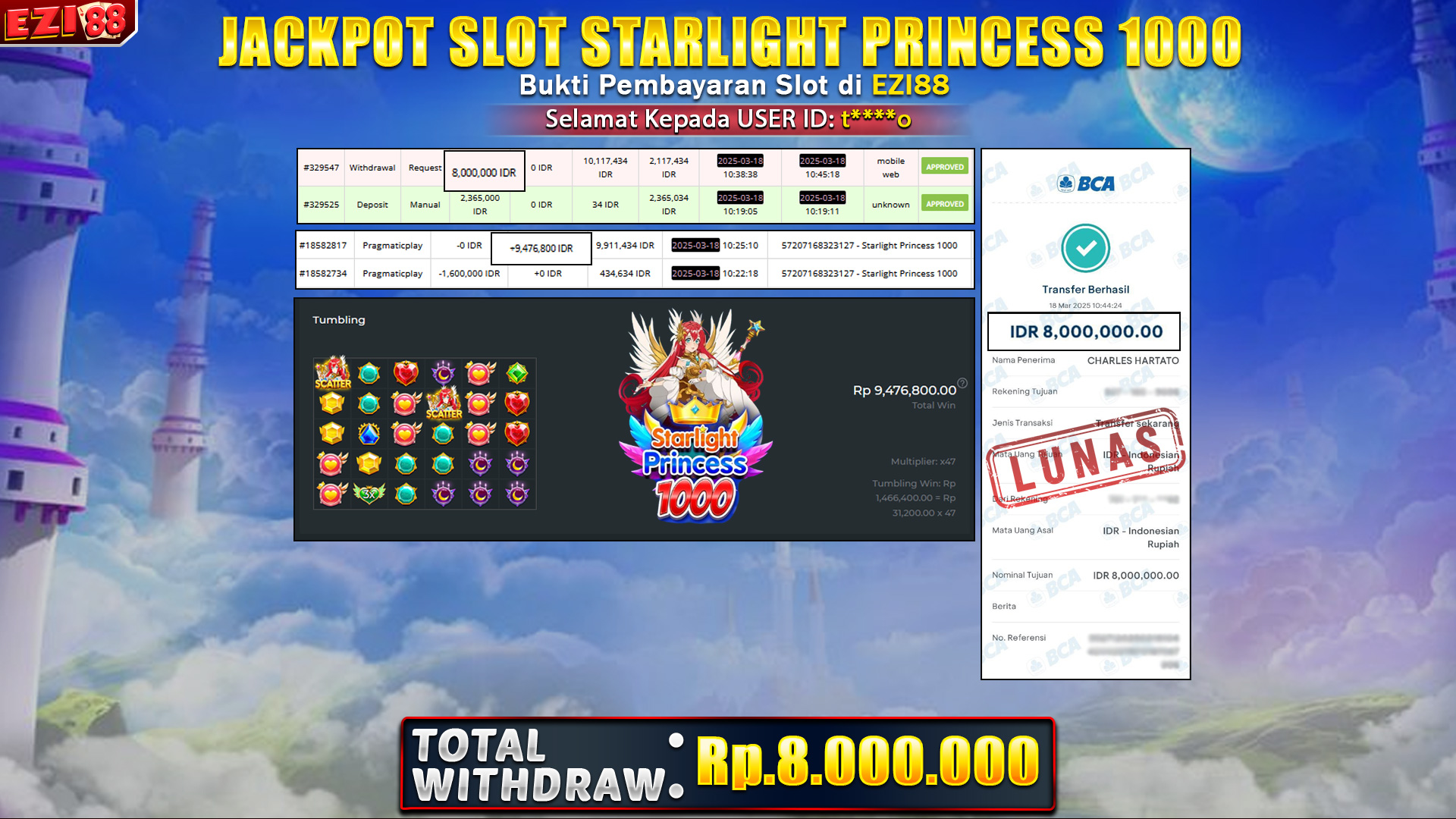 JACKPOT SLOT STARLIGHT PRINCESS 1000